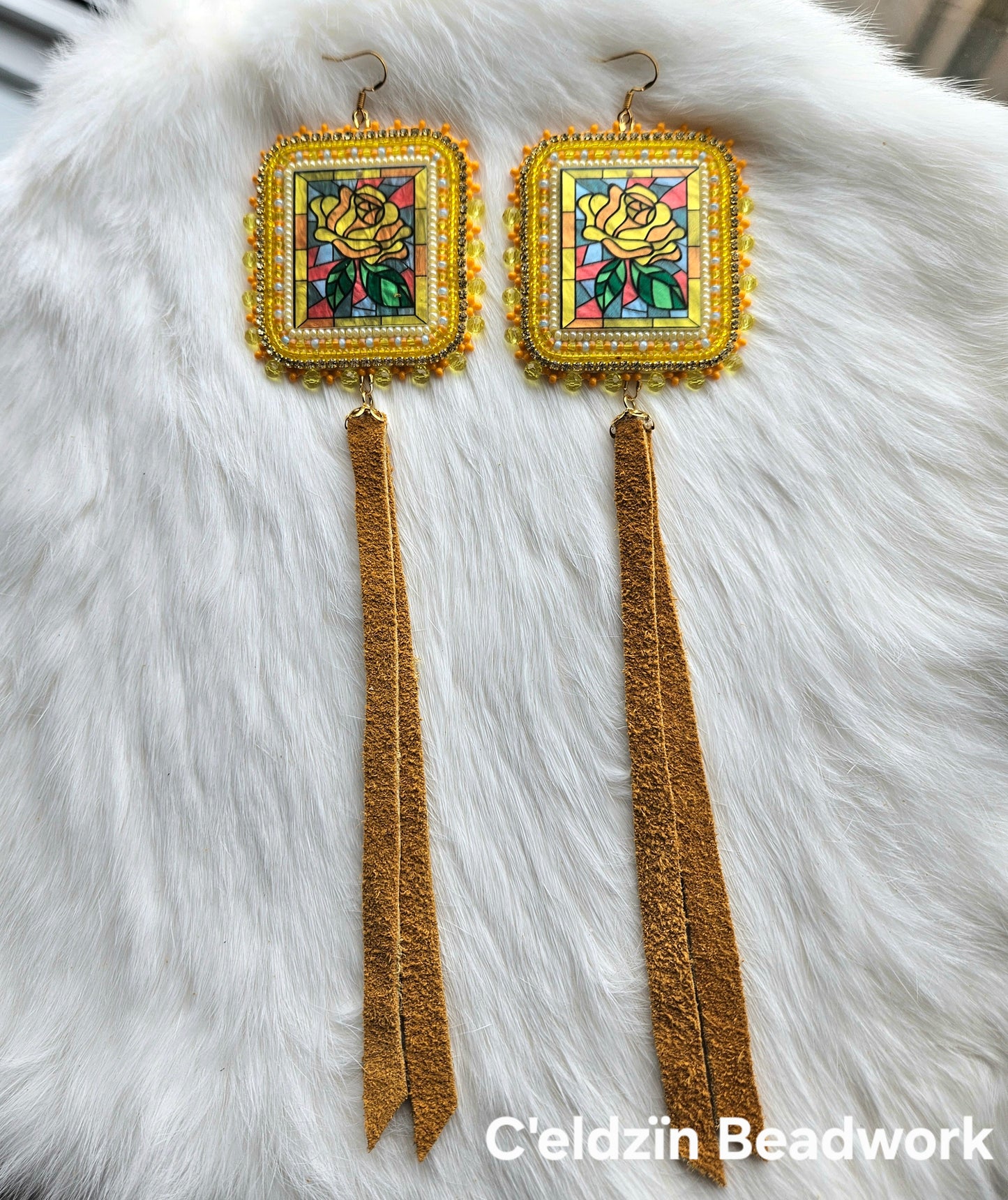 Yellow Rose Earrings