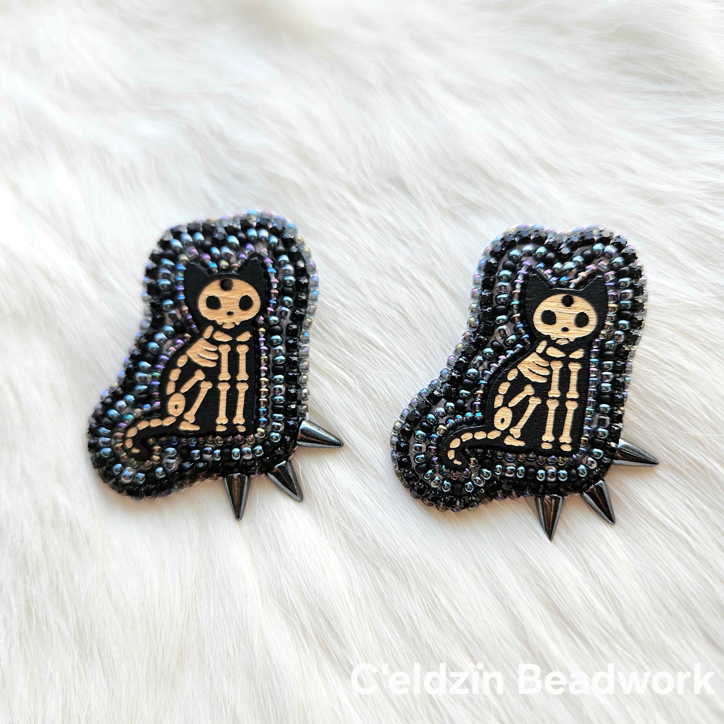 Skeletal Cat Earrings