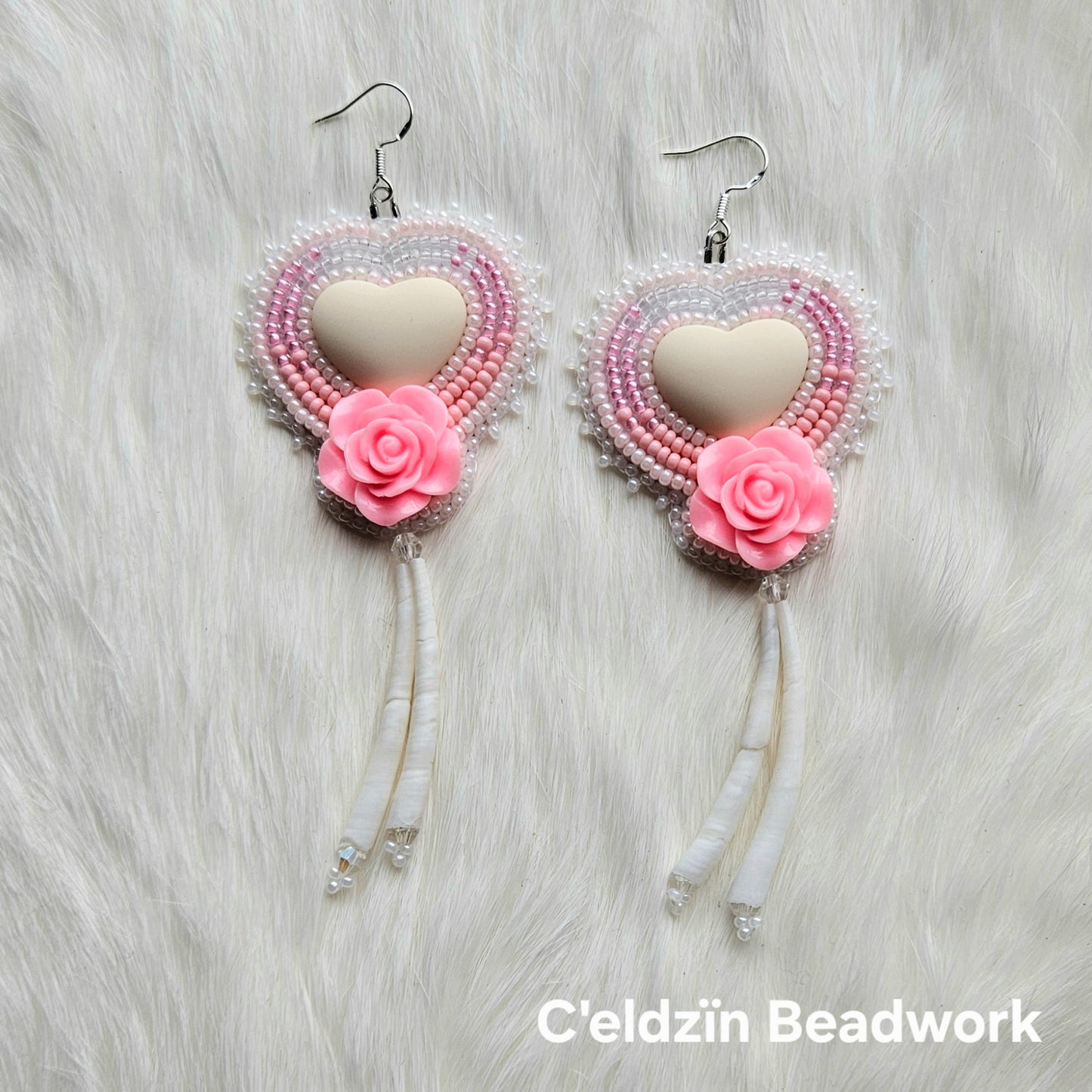 Cream Heart Earrings