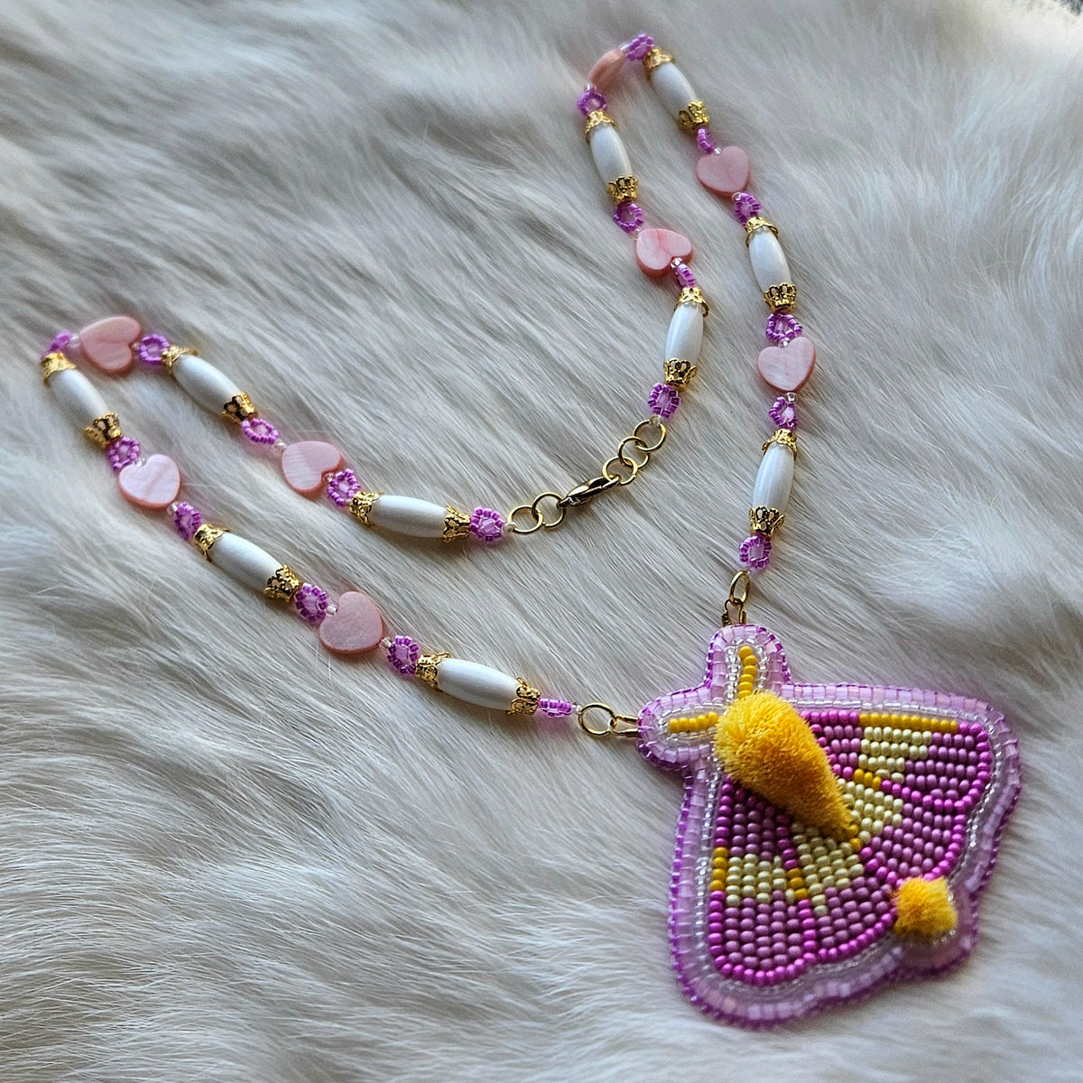 Rosy Maple Moth Necklace