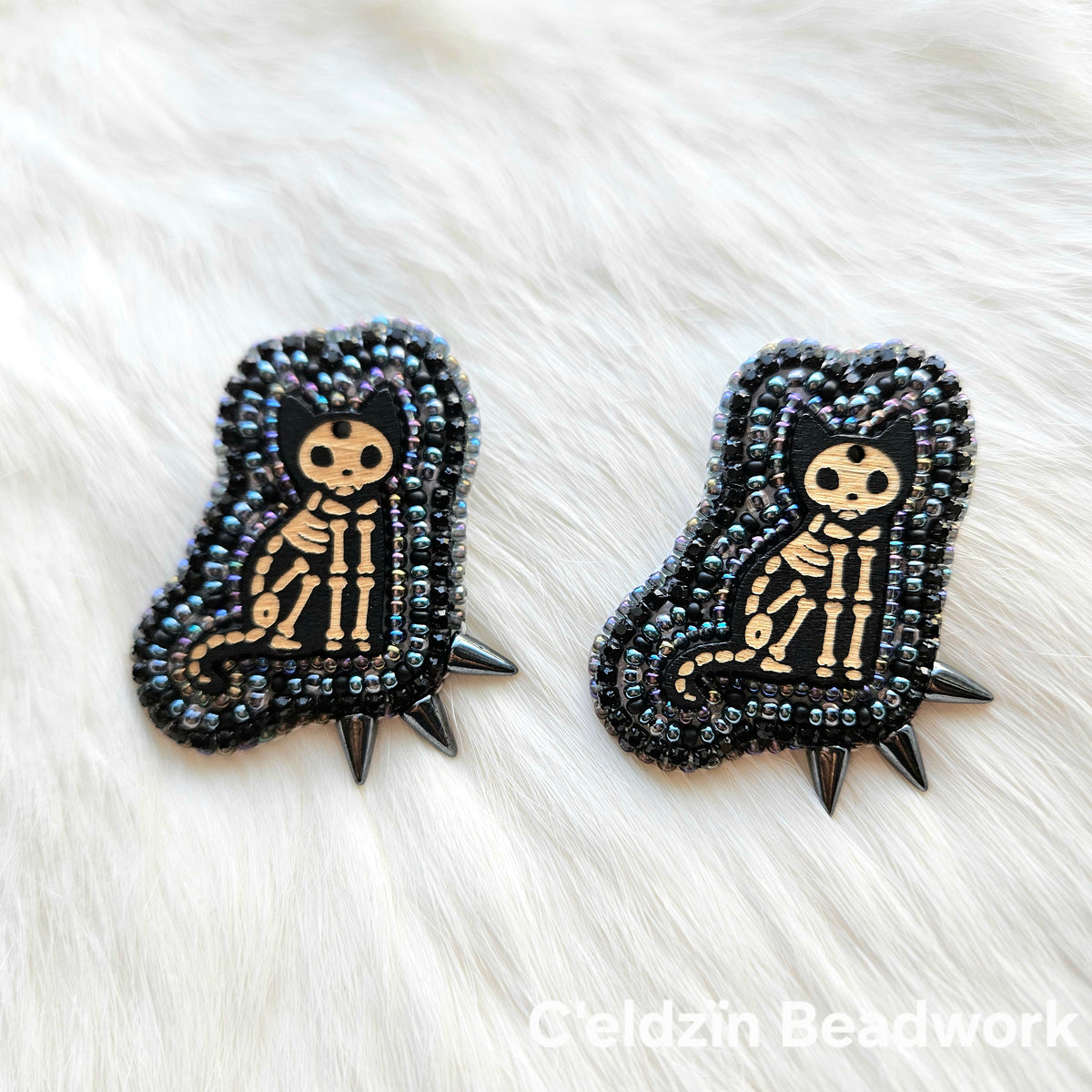 Skeletal Cat Earrings
