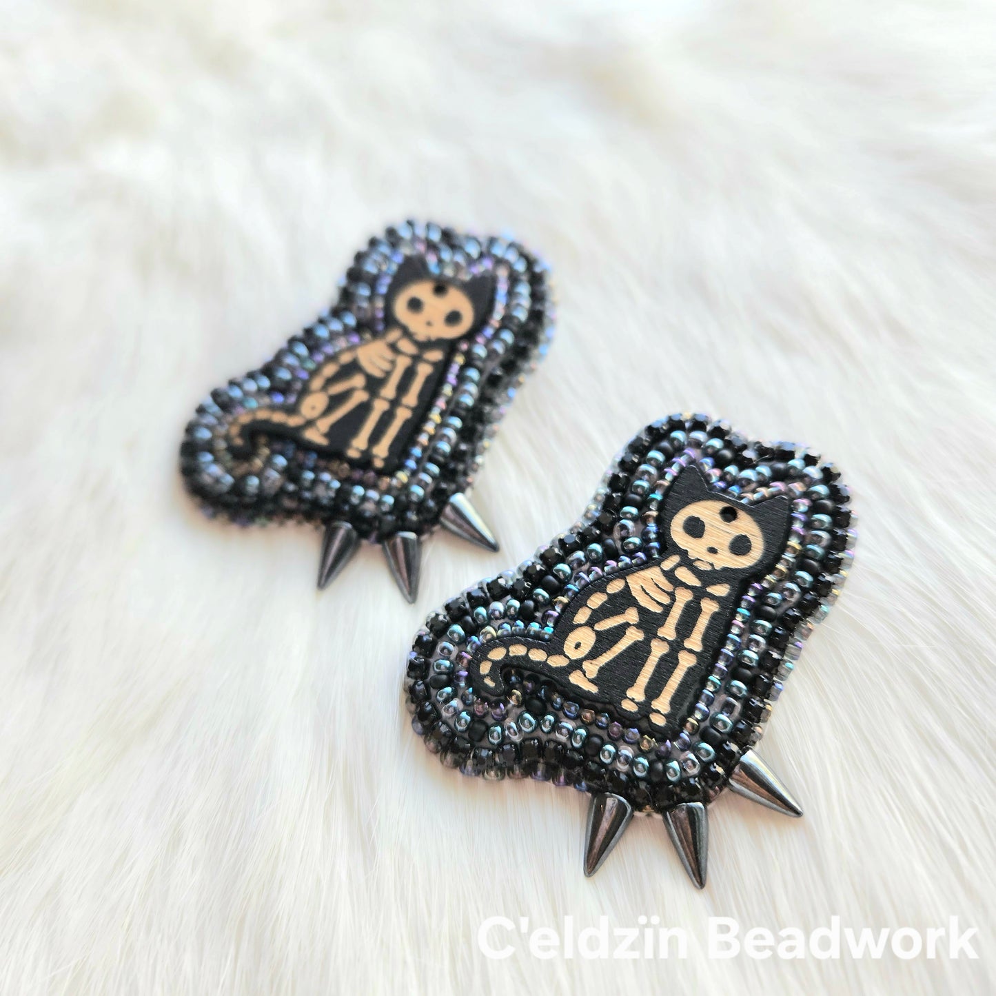 Skeletal Cat Earrings