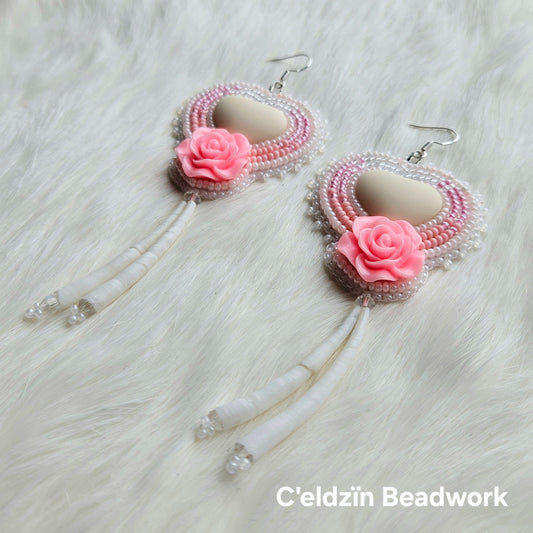 Cream Heart Earrings