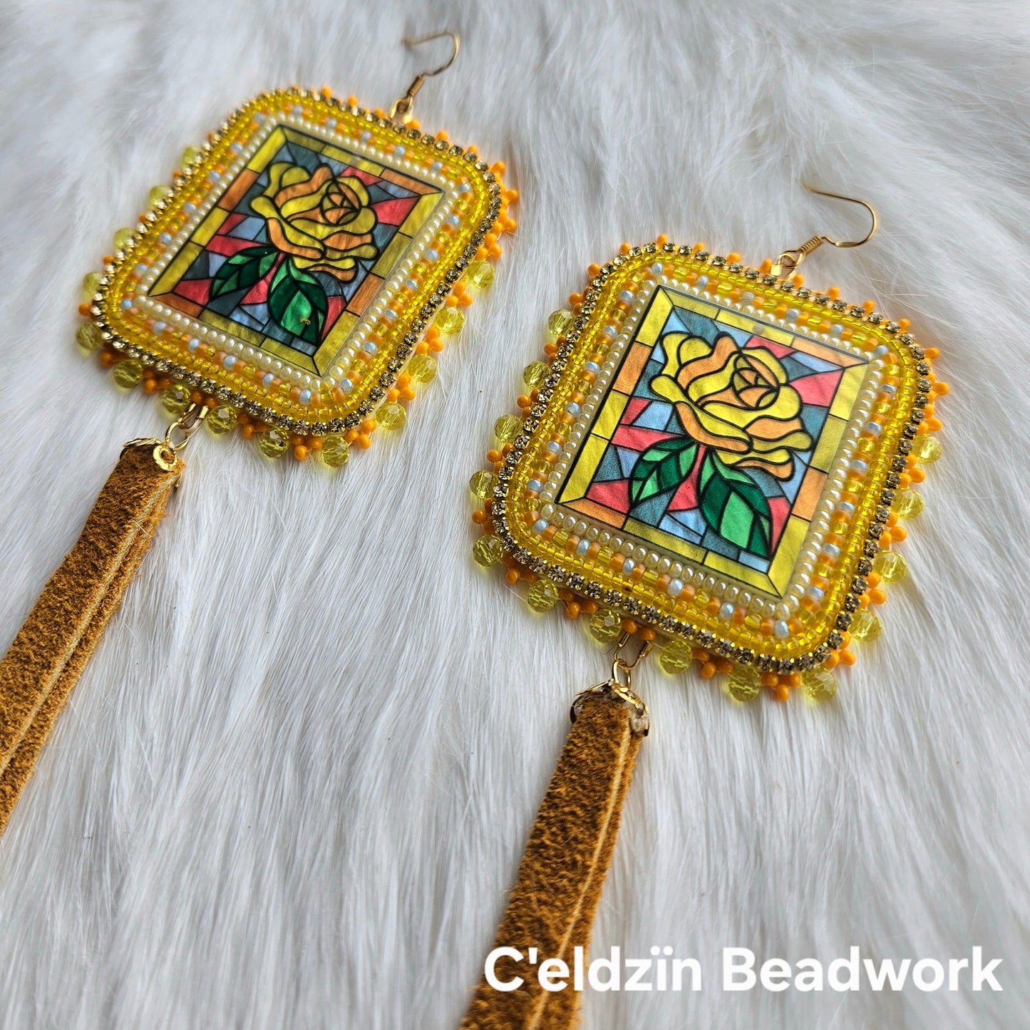 Yellow Rose Earrings