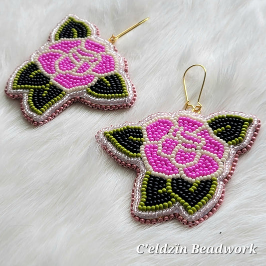 Pink Rose Earrings