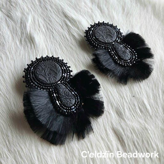 Black Fur Earrings